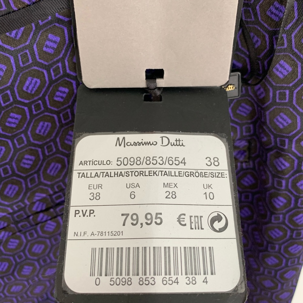 Massimo Dutti Purple Satin Trousers Geometric Pattern New Pants Size 6 - Picture 10 of 16